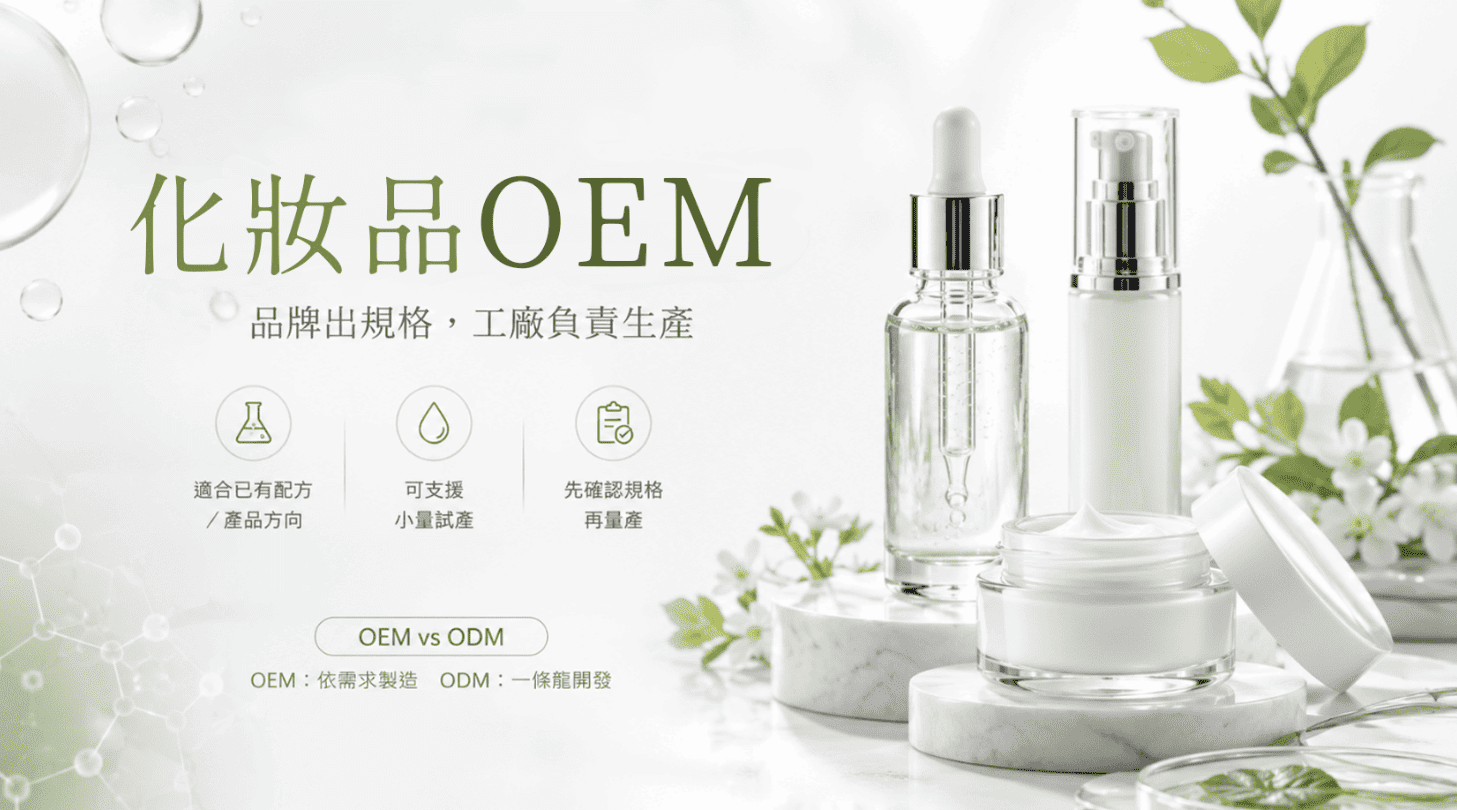 想自創化妝品品牌，很多人一開始會先搜尋「化妝品OEM」、「小量化妝品代工」、「面膜代工」等關鍵字